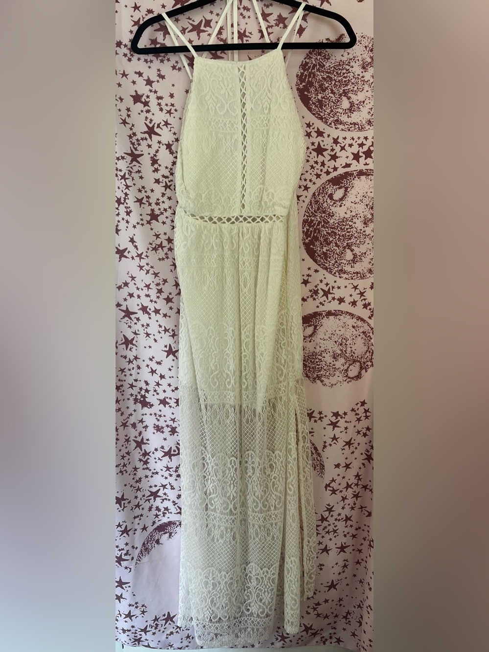 Hollister Cream Lace Halter Maxi Dress